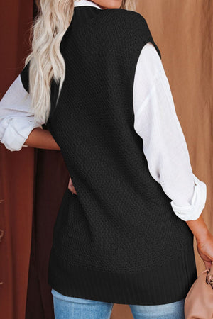 Cable-Knit V-Neck Sweater Vest