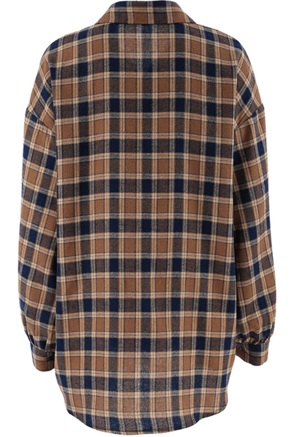 Plaid Button Up Drop Shoulder Shacket