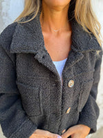 Full Size Fuzzy Button Up Drop Shoulder Jacket