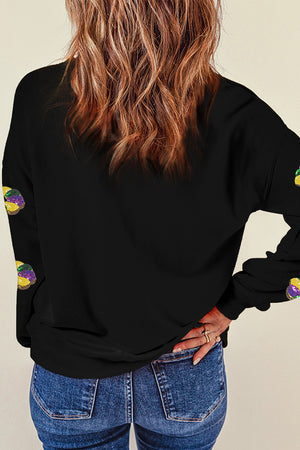 Sequin Round Neck Long Sleeve Sweatshirt