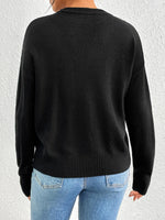 Heart Round Neck Long Sleeve Sweater