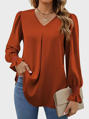 V-Neck Flounce Sleeve Top