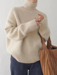 Turtleneck Dropped Shoulder Long Sleeve Sweater