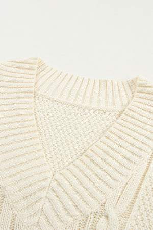 Cable-Knit V-Neck Sweater Vest