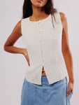 Button Down Round Neck Sweater Vest