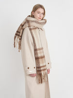 Fringe Plaid Polyester Scarf