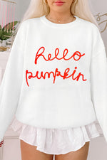 HELLO PUMPKIN Round Neck Long Sleeve Sweater