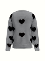 Valentine’s Day Heart Round Neck Long Sleeve Sweater