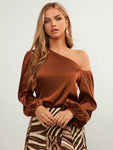 One Shoulder Long Sleeve Blouse