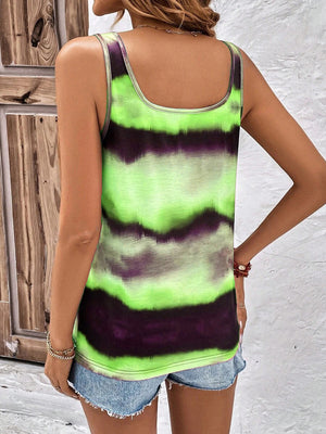 Tie-Dye Scoop Neck Wide Strap Tank