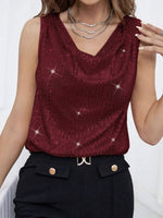 Sequin Cowl Neck Tank