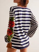 Striped Round Neck Long Sleeve Sweatshirt