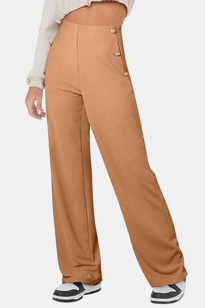 Decorative Button High Rise Pants