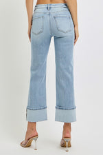 RISEN Plus Size Ankle Straight Leg Cuffed Jeans