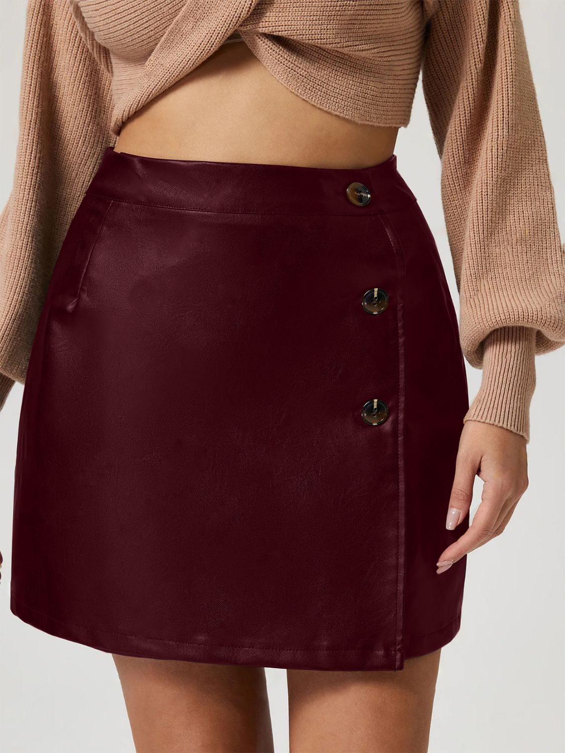 Buttoned High Rise Mini Skirt