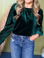 Ruched Round Neck Long Sleeve Blouse