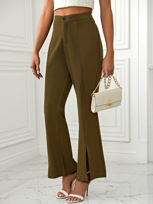 Slit Flare Pants with Pockets