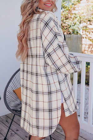 Plaid Button Up Long Sleeve Shacket