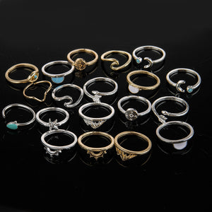 Alloy Multiple Shapes 19-Piece Ring Set