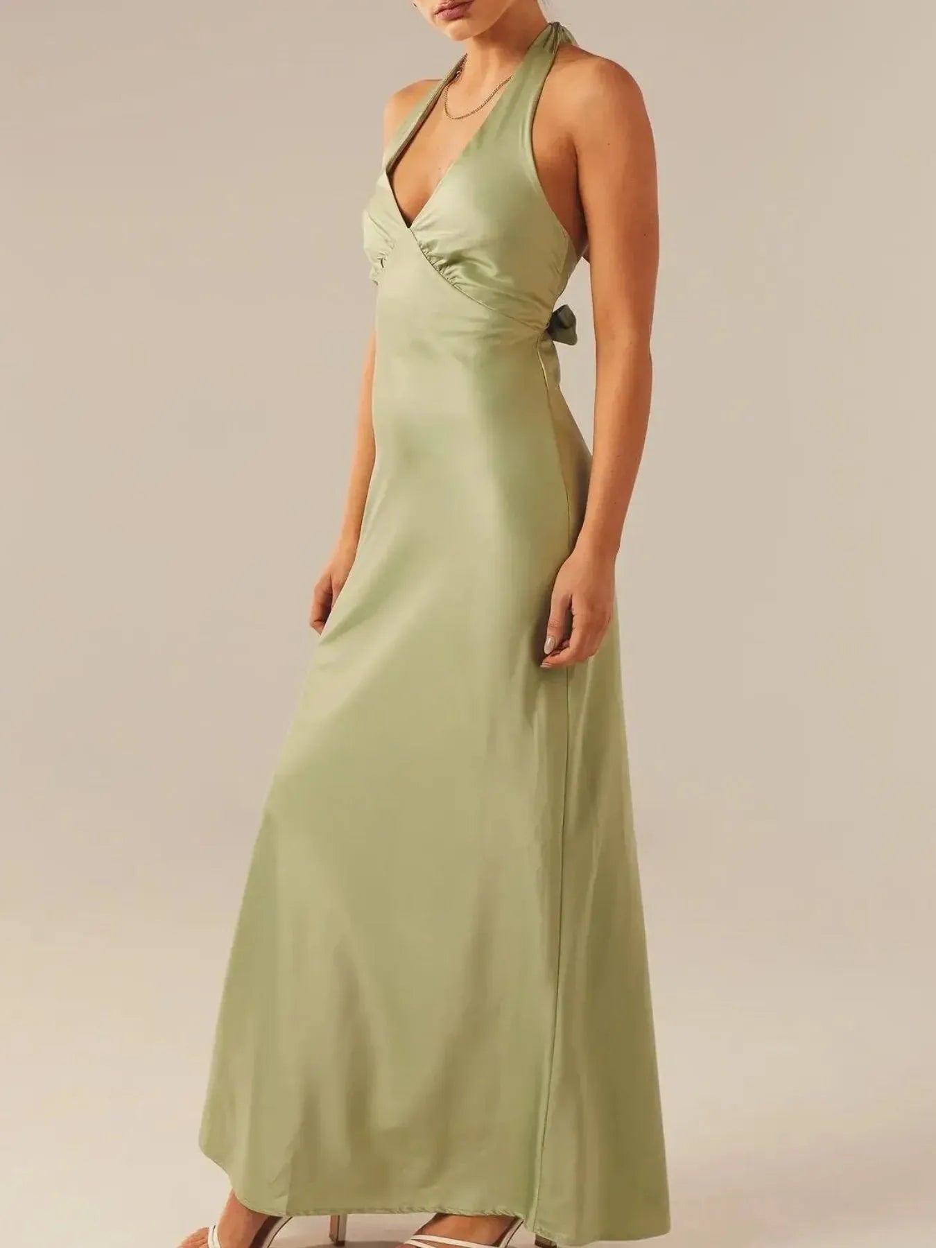 Halter Neck Wrap Maxi Dress with Tie Detail – Sois Inspire