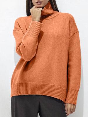 Turtleneck Drop Shoulder Long Sleeve Sweater