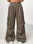 Plaid Wide Leg Pants with Pockets