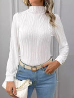 Texture Mock Neck Long Sleeve Top