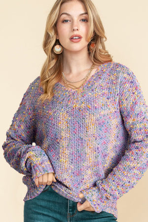 Confetti V-Neck Long Sleeve Sweater