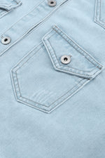 Flap Pocket Raw Hem Denim Jacket