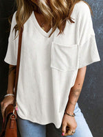 Textured V-Neck Half Sleeve T-Shirt