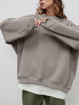 Round Neck Dropped Shoulder Long Sleeve Sweatshirt