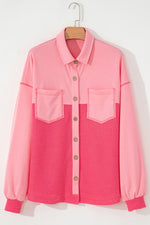 Two Tone Button Up Drop Shoulder Shacket