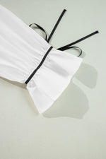 Ribbon Bowtie Collared Neck Flounce Sleeve Shirt