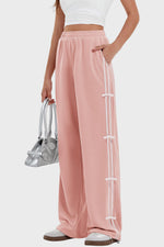 Elastic Waist Wide Leg Pants with Pockets