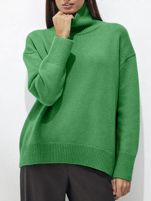 Turtleneck Drop Shoulder Long Sleeve Sweater