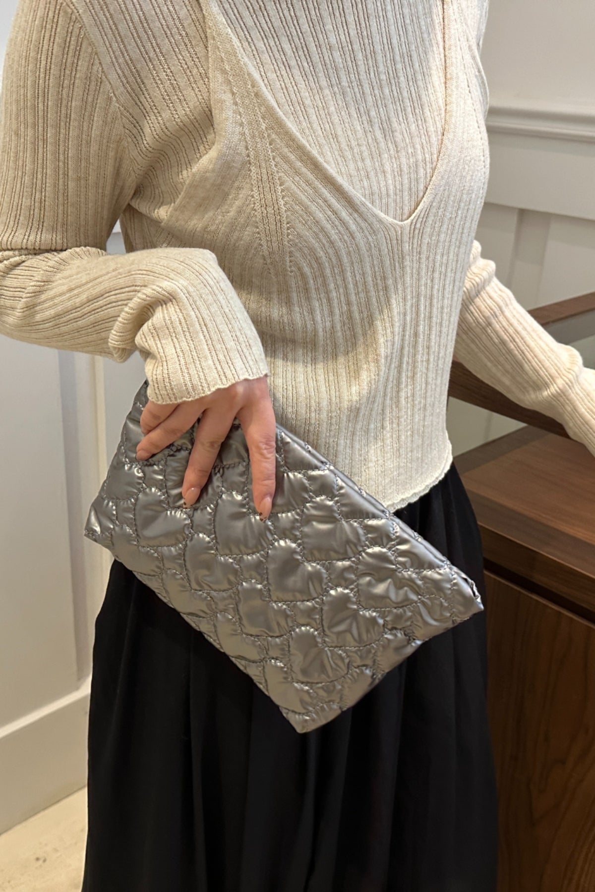 Ruched Heart Clutch with Zipper