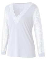 Full Size Lace Detail V-Neck Long Sleeve Blouse