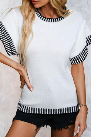 Round Neck Short Sleeve Knit Top