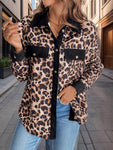 Leopard Collared Neck Button Up Shacket