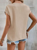 Cutout Round Neck Short Sleeve Top