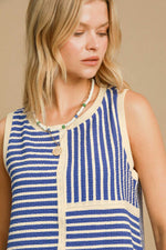 Umgee Round Neck Texture Striped Tank