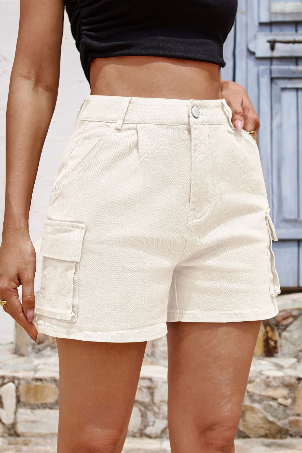 Pocketed High Waist Shorts