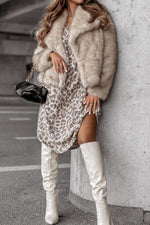 Leopard V-Neck Long Sleeve Dress