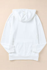 Distressed Drawstring Long Sleeve Hoodie