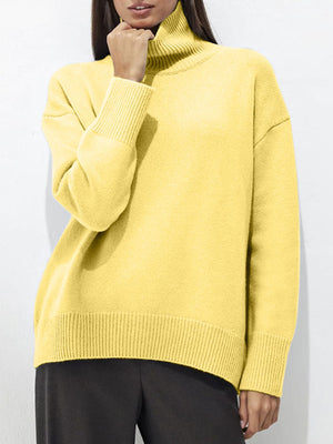 Turtleneck Drop Shoulder Long Sleeve Sweater