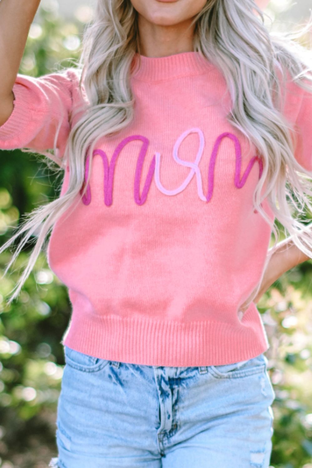 MOM Round Neck Half Sleeve Sweater