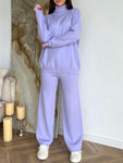 Turtleneck Long Sleeve Top and Drawstring Pants Sweater Set