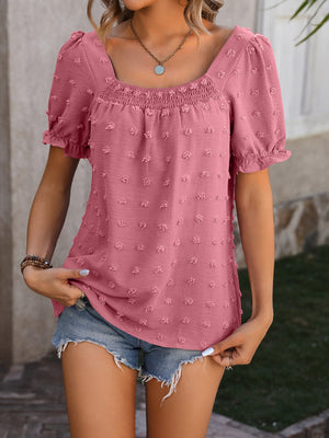 Mandy Swiss Dot Short Sleeve Blouse