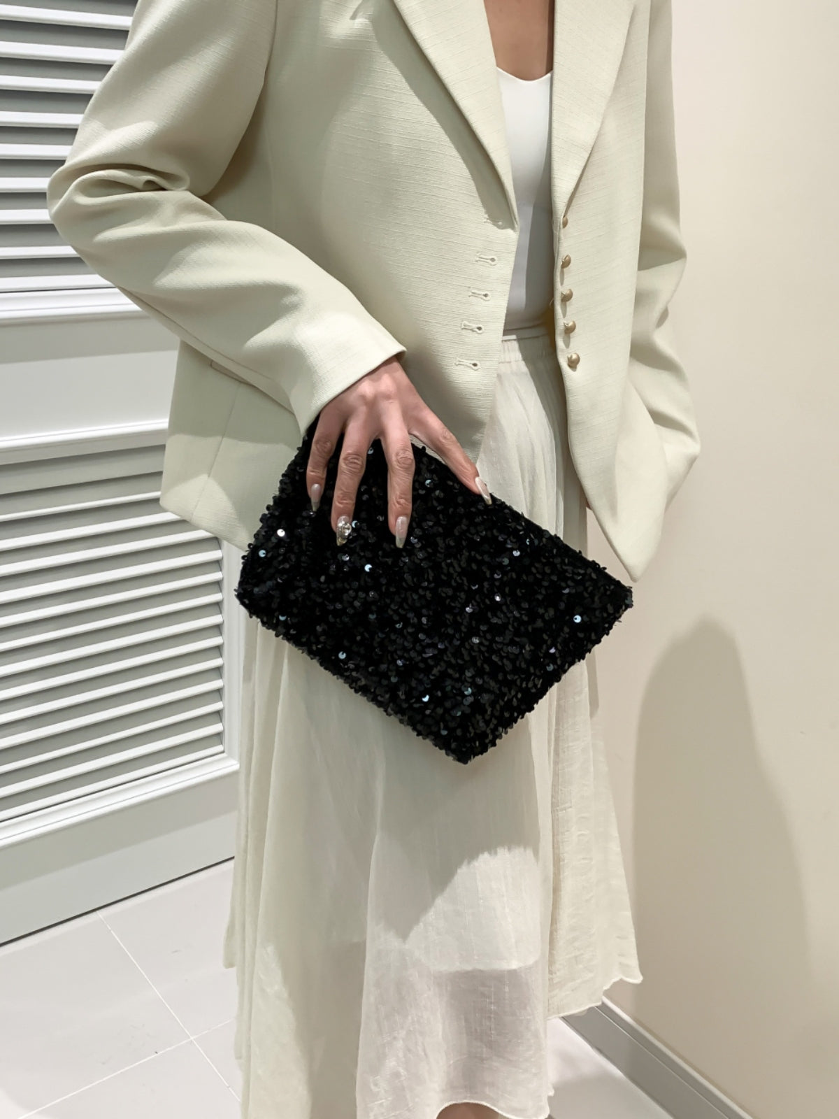 Sequin Clutch with Zipper