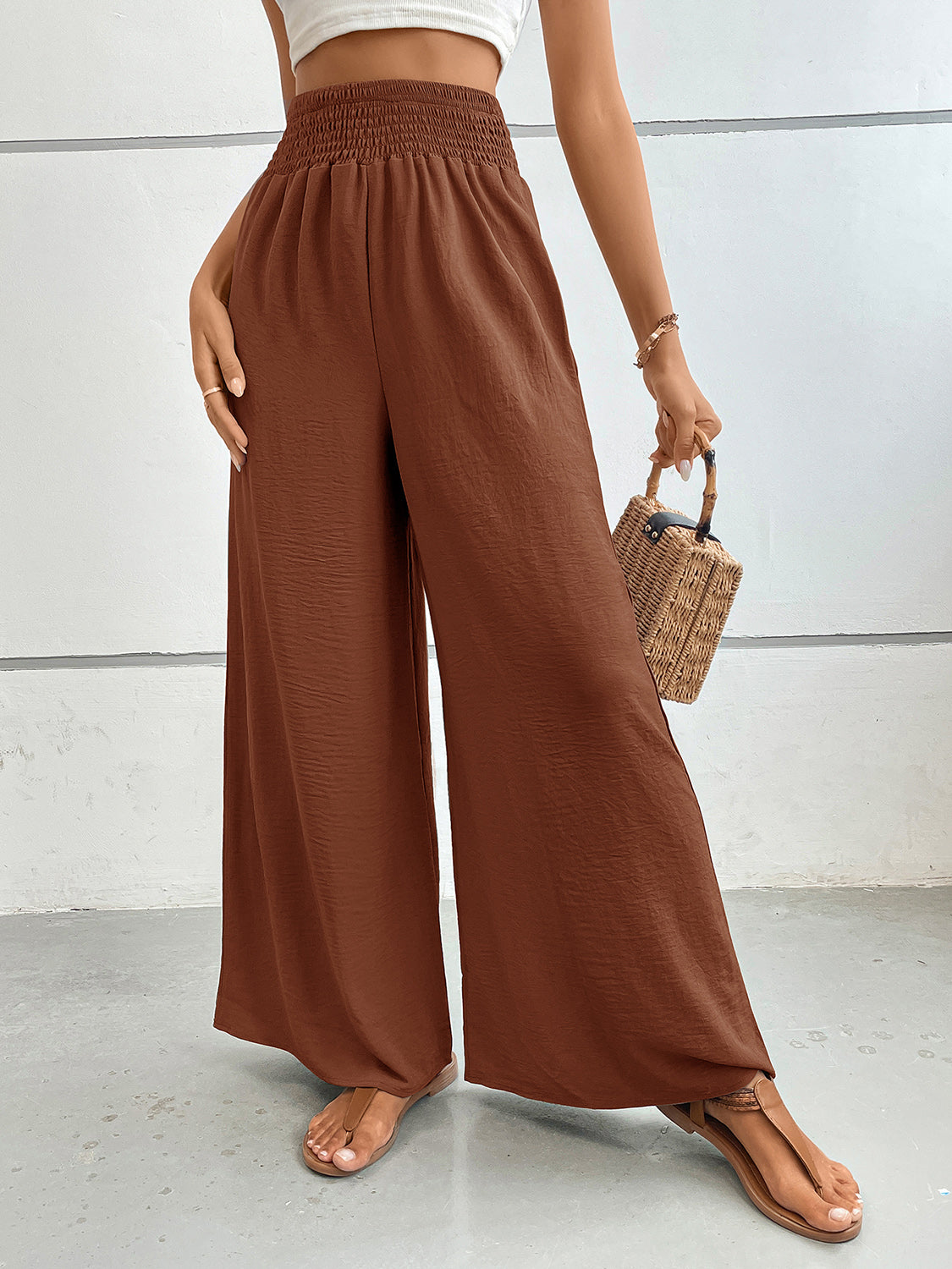 Perfee Wide Leg Pants with Pockets